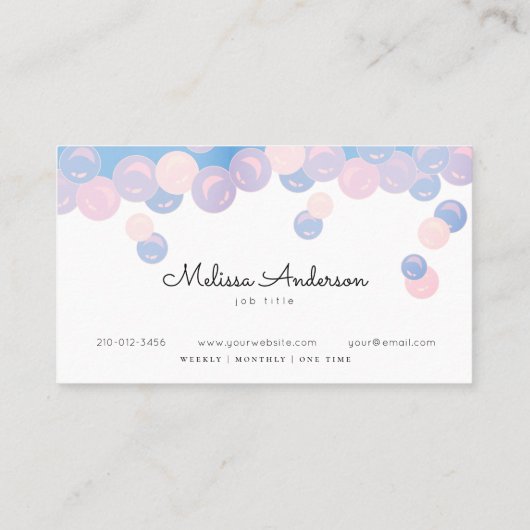 Roze & Blauwe Bubbels Home Cleaning Service Maid Visitekaartje (Achterkant)