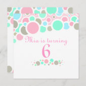 Roze & Blauwe Bubbels Verjaardag Uitnodiging (Voorkant / Achterkant)