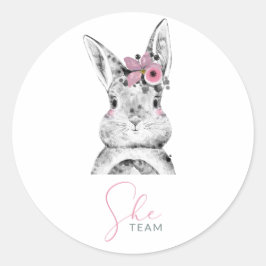Roze Blauwe Bunnies Geslacht Klassieke Rond Stisch Ronde Sticker