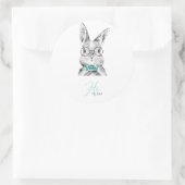 Roze Blauwe Bunnies Ronde Sticker (Tas)