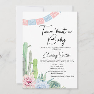 Roze blauwe cactus Taco over een Baby Baby shower Kaart