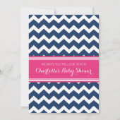 Roze blauwe Chevron Custom Baby Shower Invitaties Kaart (Voorkant)