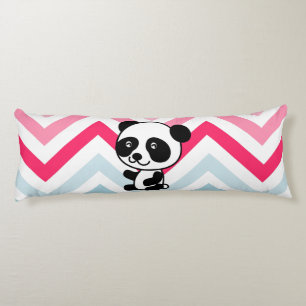Roze & Blauwe Chevron Panda Beer Kussenlaken Lichaamskussen