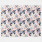 Roze Blauwe Chic Bloemen Bruidsdouche Fleece Deken (Voorkant (Horizontaal))