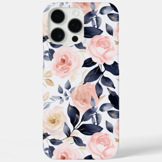 Roze Blauwe Chic Bloemen Case-Mate iPhone Case (Achterkant)