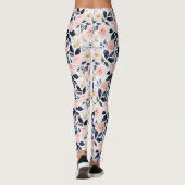 Roze Blauwe Chic Bloemen Leggings (Achterkant)