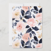 Roze Blauwe Chic Bloemen Verjaardag Kaart (Achterkant)