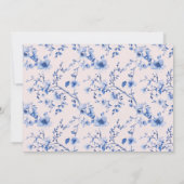 Roze & Blauwe Chinoiserie Bamboo Tea Uitnodiging (Achterkant)