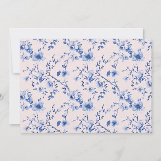Roze & Blauwe Chinoiserie Bamboo Tea Uitnodiging (Achterkant)