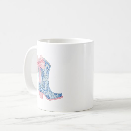  Roze & Blauwe Chinoiserie Westerne Boot Vriend Koffiemok (Voorkant links)
