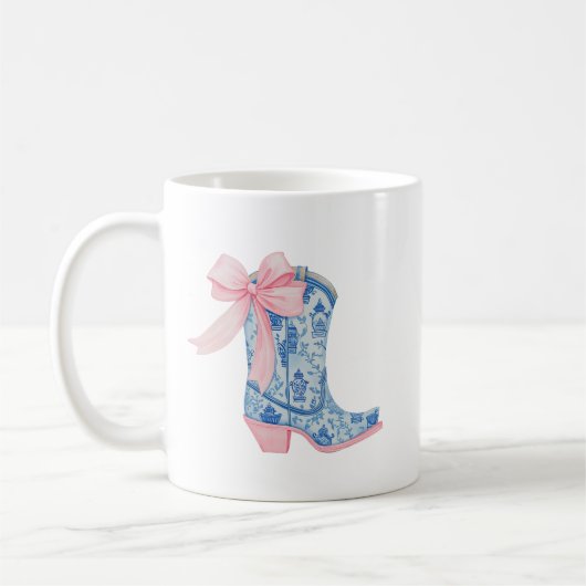  Roze & Blauwe Chinoiserie Westerne Boot Vriend Koffiemok (Links)