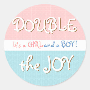 Roze & Blauwe Cirkels & Dot Twin Baby Sticker