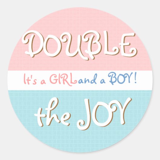 Roze & Blauwe Cirkels & Dot Twin Baby Sticker (Voorkant)