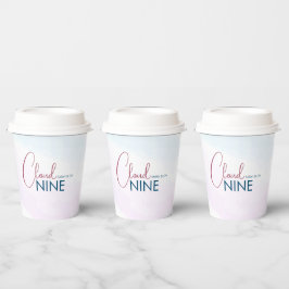Roze Blauwe Cloud Nine Moderne Bruidsdouche Papieren Bekers