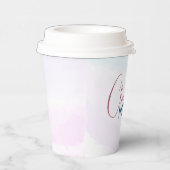 Roze Blauwe Cloud Nine Moderne Bruidsdouche Papieren Bekers (Rechts)