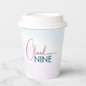 Roze Blauwe Cloud Nine Moderne Bruidsdouche Papieren Bekers (Voorkant)