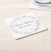 Roze & Blauwe Confetti - Aangepaste Onderzetter (Schuin)