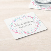 Roze & Blauwe Confetti - Aangepaste Onderzetter (Schuin)
