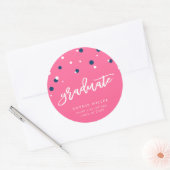 Roze blauwe Confetti Afstuderen Afstuderen Ronde Sticker (Envelop)