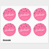 Roze blauwe Confetti Afstuderen Afstuderen Ronde Sticker (Vel)