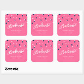 Roze blauwe Confetti Afstuderen Afstuderen Vierkante Sticker (Vel)