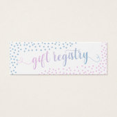 Roze blauwe Confetti Baby Cadeaubon Registry Hando Mini Visitekaartjes (Voorkant)