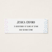 Roze blauwe Confetti Baby Cadeaubon Registry Hando Mini Visitekaartjes (Achterkant)