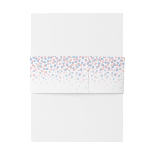 Roze blauwe confetti stippen kunst bruinband uitnodigingen wikkel (Achterkant Voorbeeld)