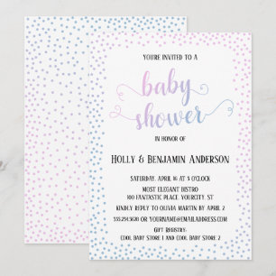 Roze blauwe Confetti TypografieBaby Shower Kaart
