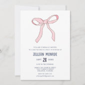 Roze Blauwe Coquette Bow Bachelorette Party Kaart (Voorkant)