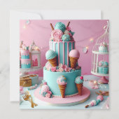 ROZE & BLAUWE CRÈME THEMA KINDEREN VERJAARDAGSTAAR KAART (Voorkant)