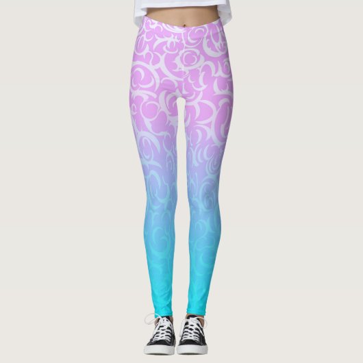 Roze blauwe curven leggings (Voorkant)