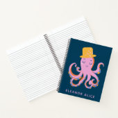 Roze blauwe Cute Octopus Dansend Animal Gepersonal Notitieboek (Binnen)