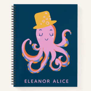 Roze blauwe Cute Octopus Dansend Animal Gepersonal Notitieboek