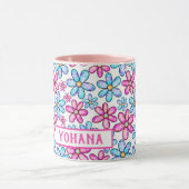 Roze & Blauwe Daisy Patronen op maat Zomer Mok (Midden)