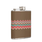 Roze blauwe droog Zigzag Patroon Heupfles (Rechts)