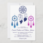Roze Blauwe Droom Catcher Bruiloft Uitnodiging (Voorkant)