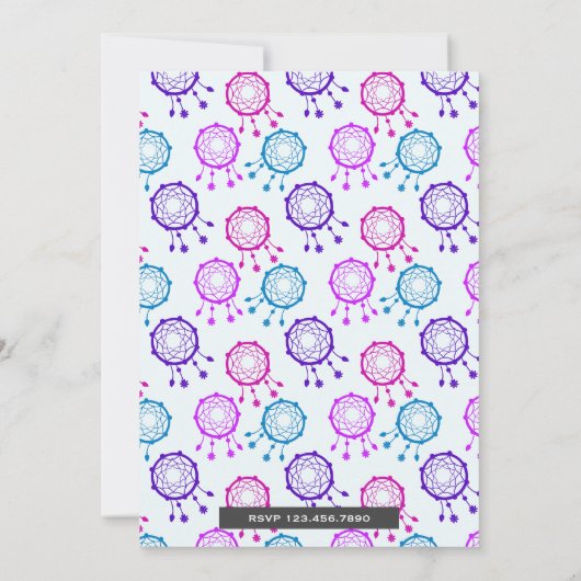 Roze Blauwe Droomvanger Bruidsdouche Uitnodiging (Achterkant)