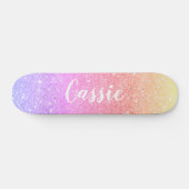 roze blauwe eenhoorn regenboog glitter ombre persoonlijk skateboard (Horizontaal)