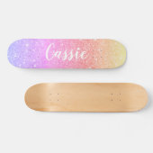 roze blauwe eenhoorn regenboog glitter ombre persoonlijk skateboard (Horizontaal)