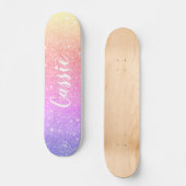 roze blauwe eenhoorn regenboog glitter ombre persoonlijk skateboard (Voorkant)