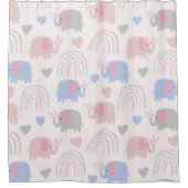 Roze Blauwe Elephants Rainbows Baby Kinderbadkamer Douchegordijn (Voorkant)