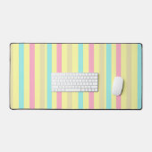 Roze, blauwe en bruine strepen op geel bureaumat (Keyboard & Muis)