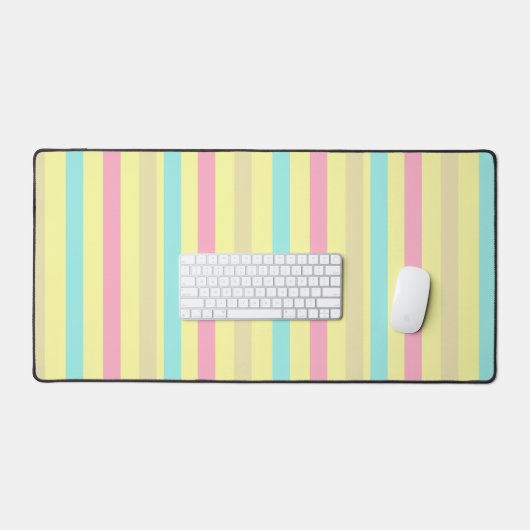 Roze, blauwe en bruine strepen op geel bureaumat (Keyboard & Muis)