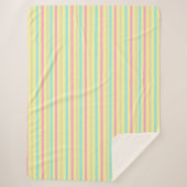 Roze, blauwe en bruine strepen op geel sherpa deken (Voorkant)