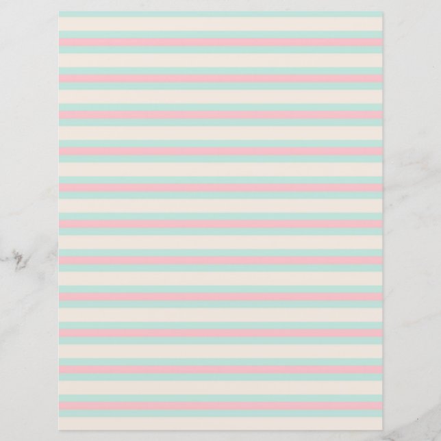 Roze, blauwe en crème, striped patroonpapier (Voorkant)