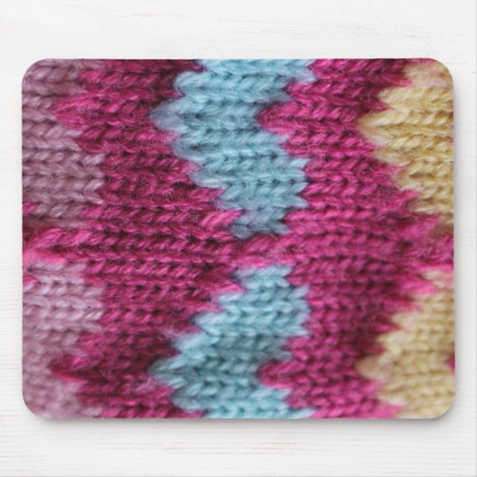 roze, blauwe en gele breien muismat (Voorkant)