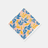 Roze, Blauwe en Gele Lithografie Bloemen Huwelijk Servet (Hoek)