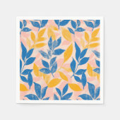 Roze, Blauwe en Gele Lithografie Bloemstuk Bruilof Servet (Voorkant)