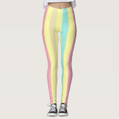 Roze, blauwe en gele strepen op leggings (Voorkant)
